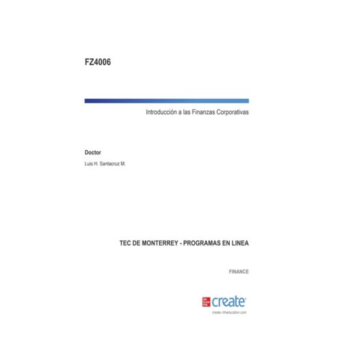 CR INTRODUCCION A LAS FINANZAS CORPORATIVAS FZ4006 1ED (Libro Digital)
