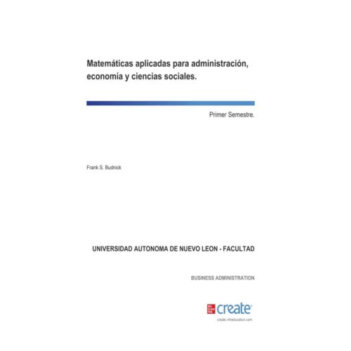 CR MATEMATICAS APLICADAS PARA ADMINISTRACION ECONOMIA CS 1ED (Libro Digital)